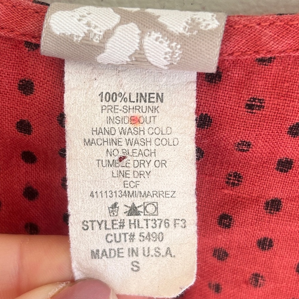 VTG MATCH POINT 90s 100% Linen Polka Dot Oversized Lagenlook Tunic USA Made | S - Picture 9 of 9